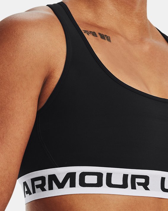 Women's Armour® Mid Crossback Sports Bra, Black, pdpMainDesktop image number 9